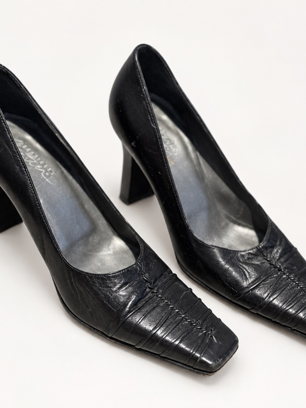 Stuart Weitzman Black Leather Square Toe Pumps Size 7